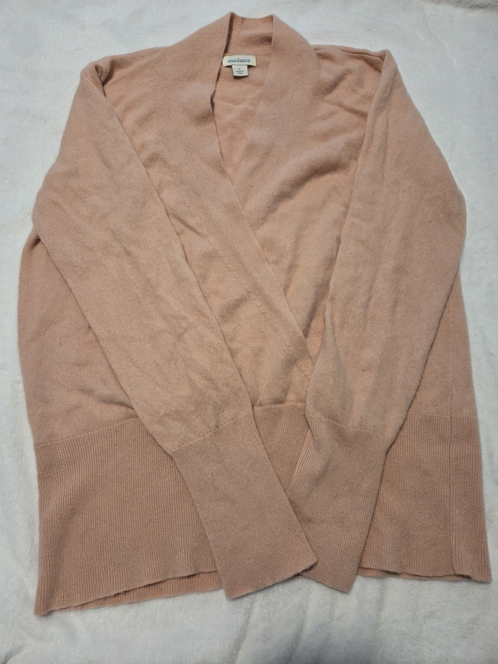 Sundance Pink 100% Cashmere Wrap Sweater